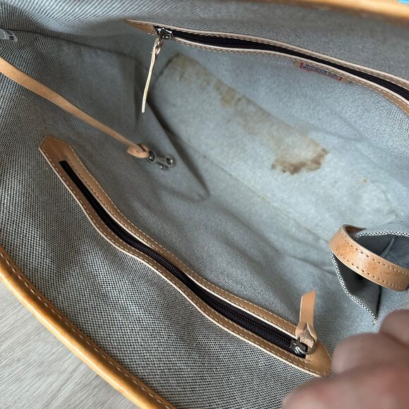 Dooney & Bourke Tote Bag Ivory Jacquard & Light Tan Vachetta Leather Lock Close - Picture 7 of 10